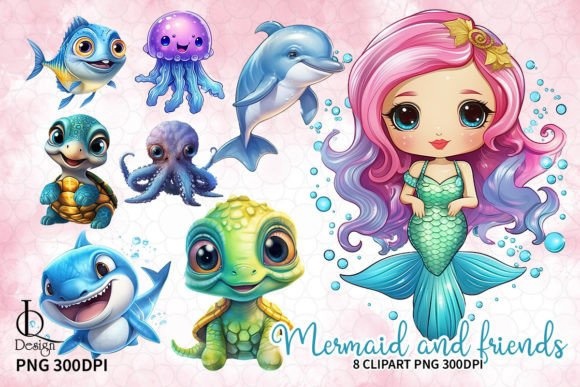 Syreny - Cute-Mermaid-and-Friends-Sublimation-71294160.jpg