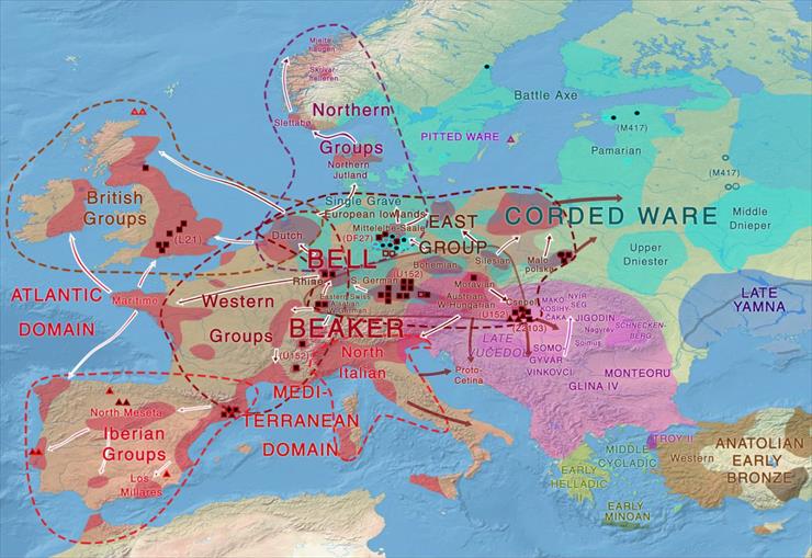 Epoka chalkolityczna - obrazy - Europa w późnym eneolicie, mapa. copper-age-late-3-bell-beaker.jpg