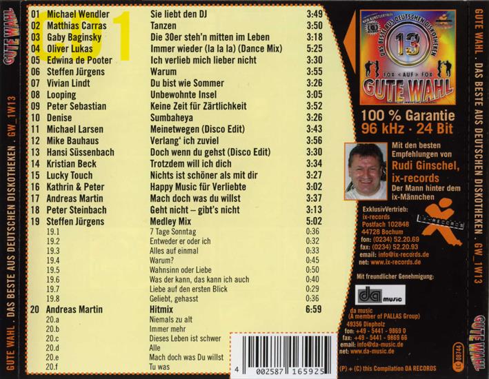 VA - Gute Wahl - Das Beste Aus Deutschen Diskotheken Vol. 13 - Back.jpg